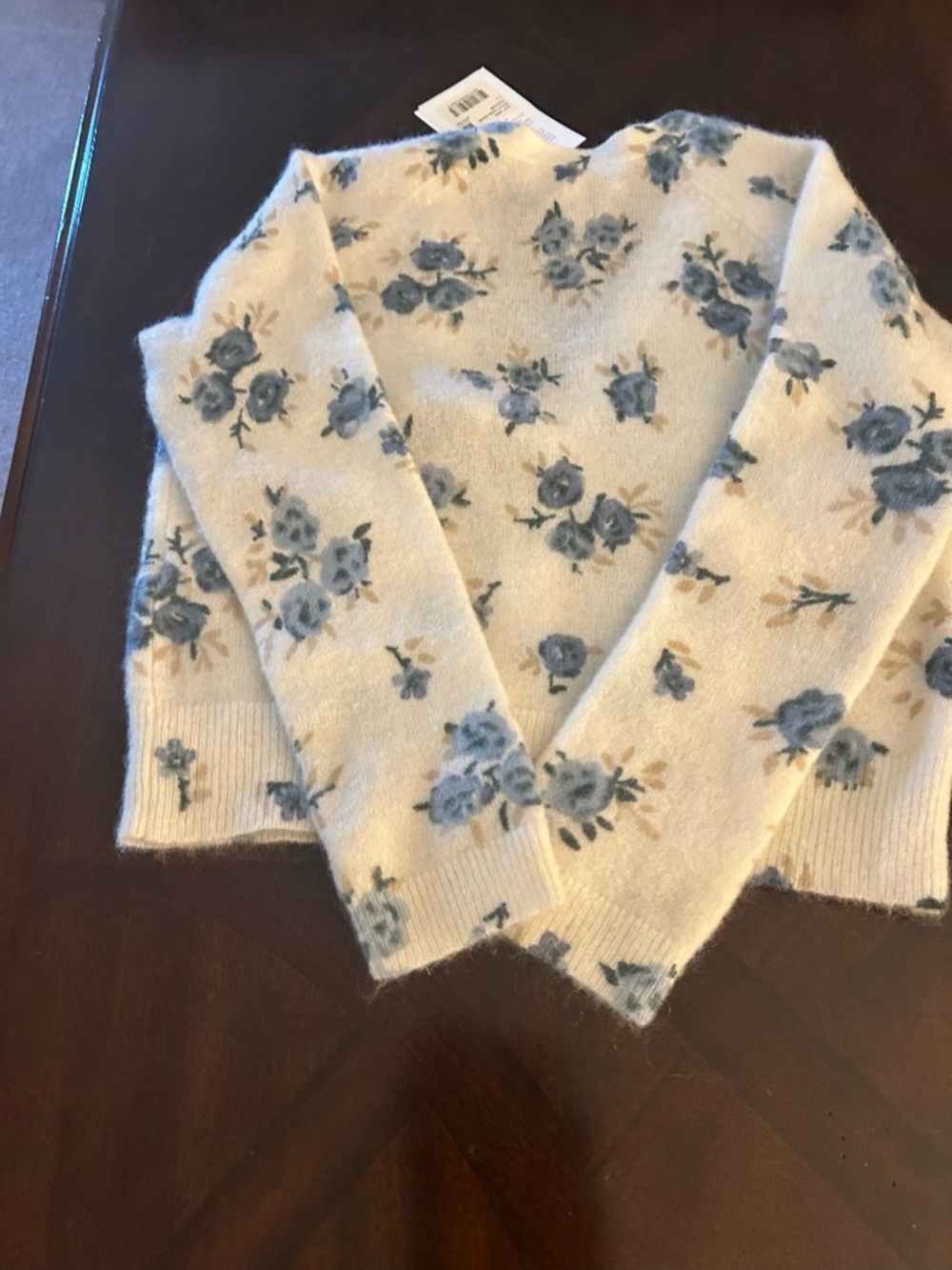 Sézane Nerys Cardigan Cream Floral V-Neck Button Cardigan Sweater BNWT - Picture 4 of 7